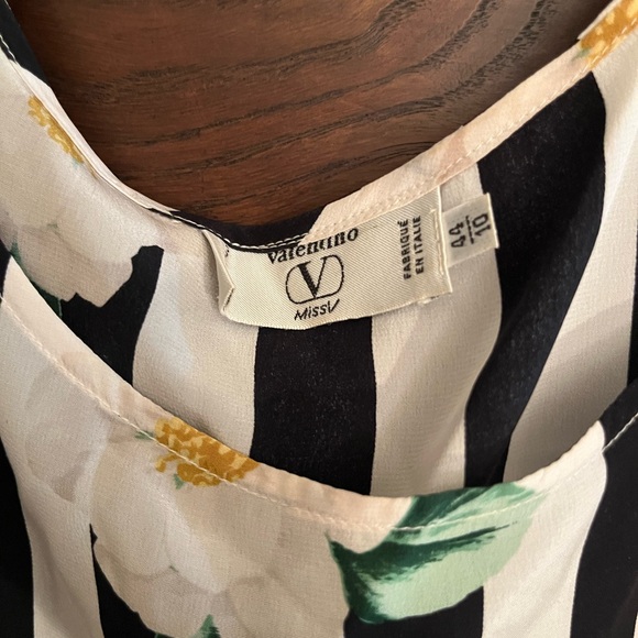 Valentino Miss V Floral Striped Sleeveless Blouse and Blazer